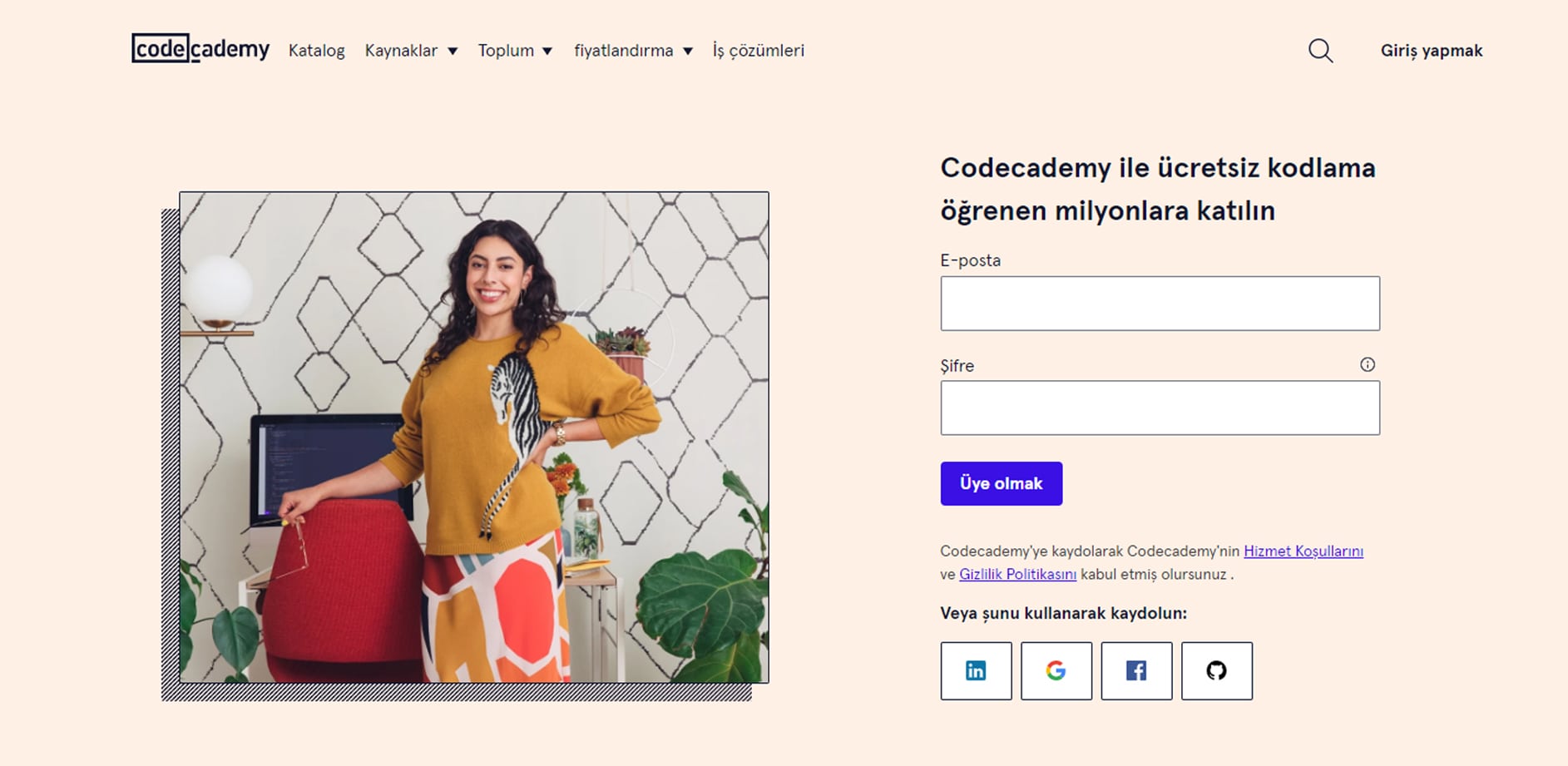 code academy landing page örneği