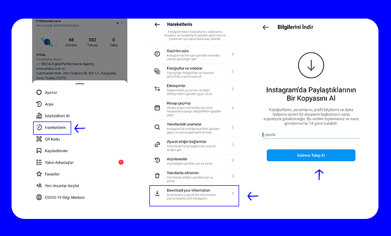 Instagram Verilere Eriş Nerede