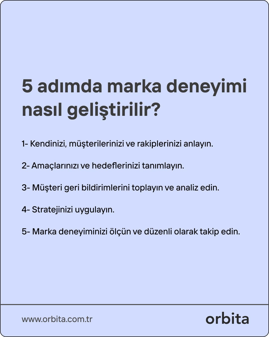 5 Adımda marka deneyimi