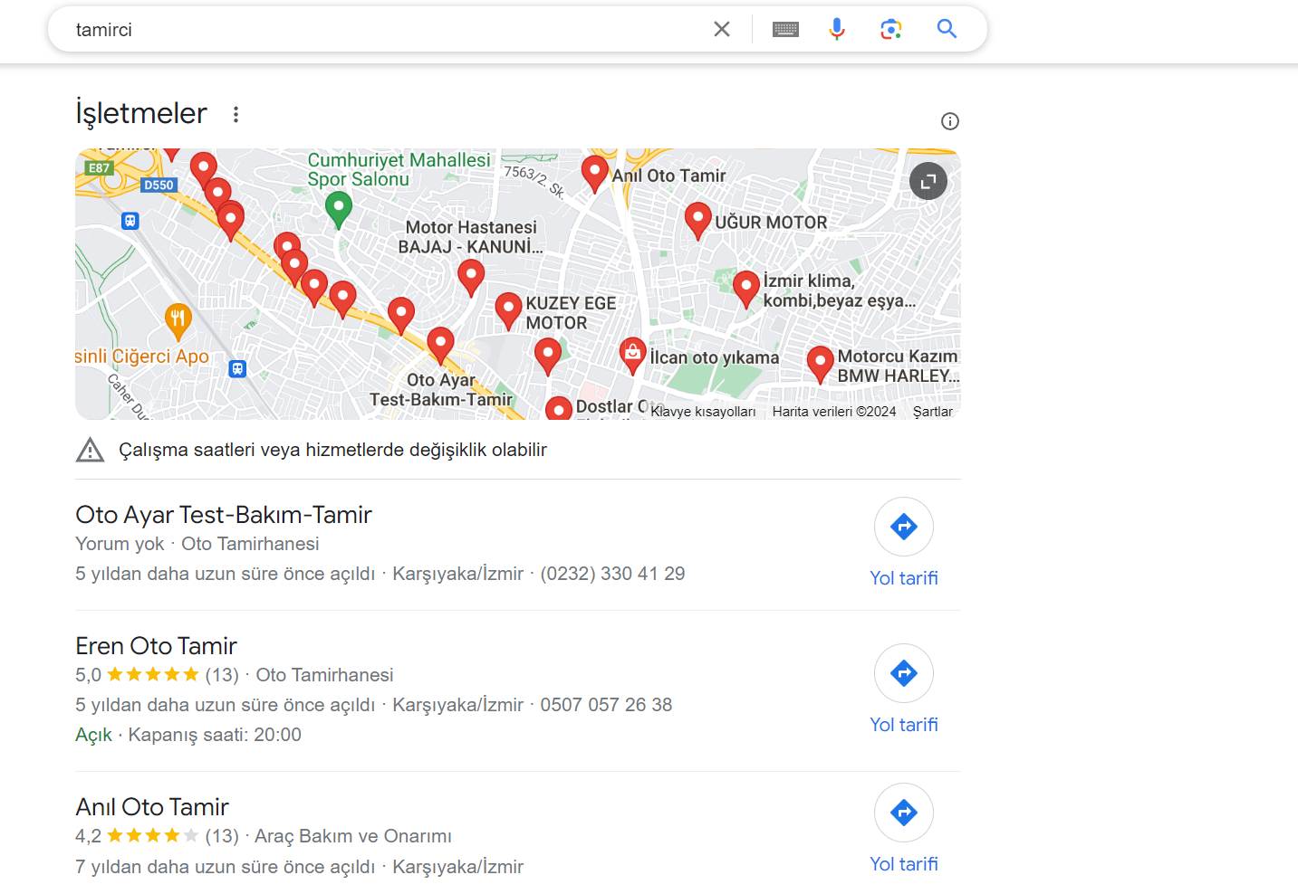 kurumsal yerel seo sorunları ve çözümleri - yerel seo arama sorgusu - ekran görüntüsü