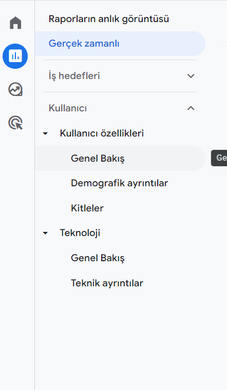 Google Analytics 4 Kullanıcı Özellikleri Genel Bakış Buton