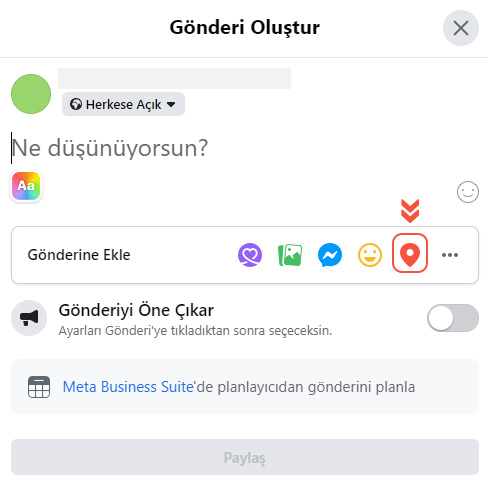 Facebook gönderi oluşturma