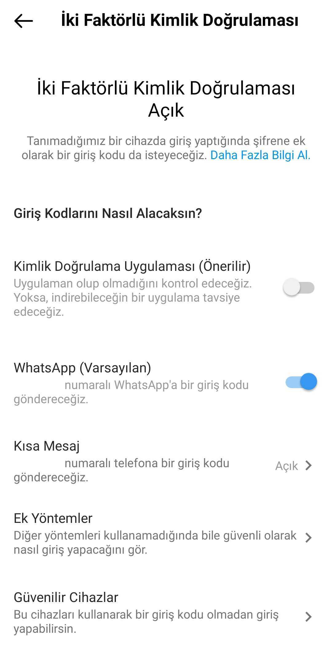 instagram iki faktörlü kimlik doğrulaması
