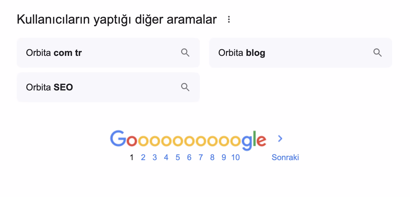Kullanıcıların Yaptığı Diğer Aramalar Özelliği