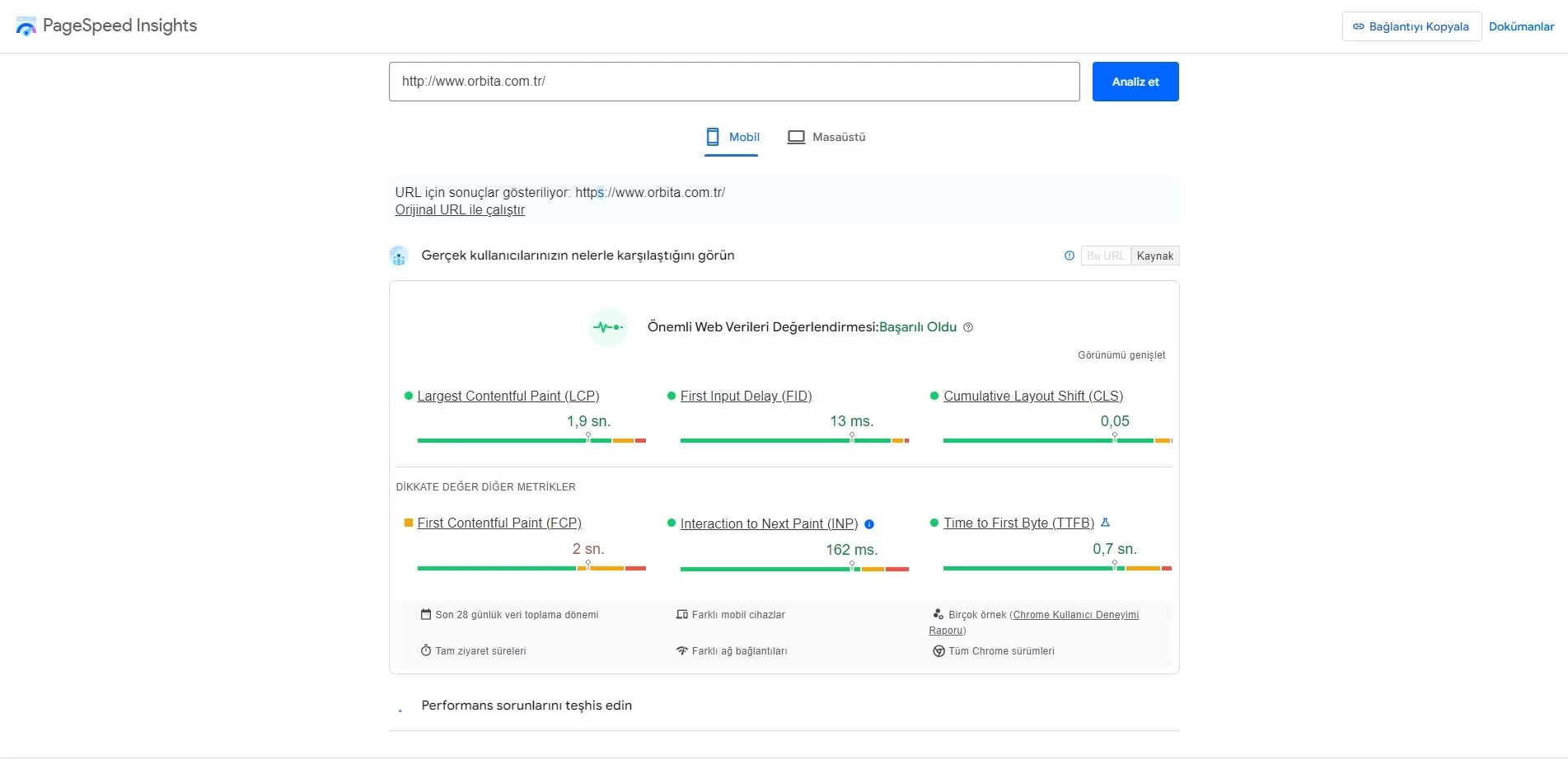 google search console sayfa hızı