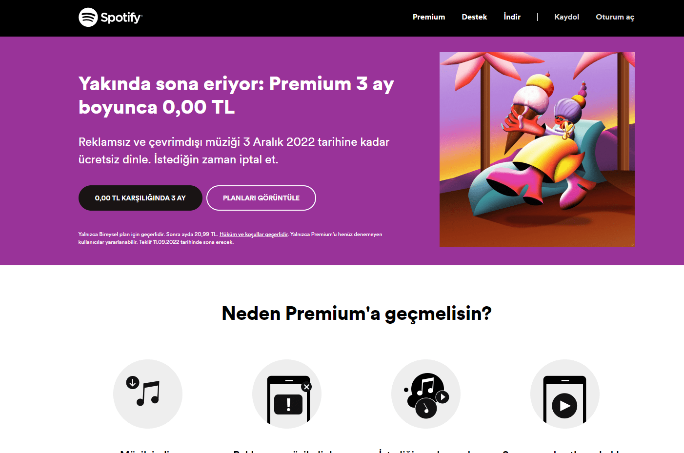 spotify landing page örneği